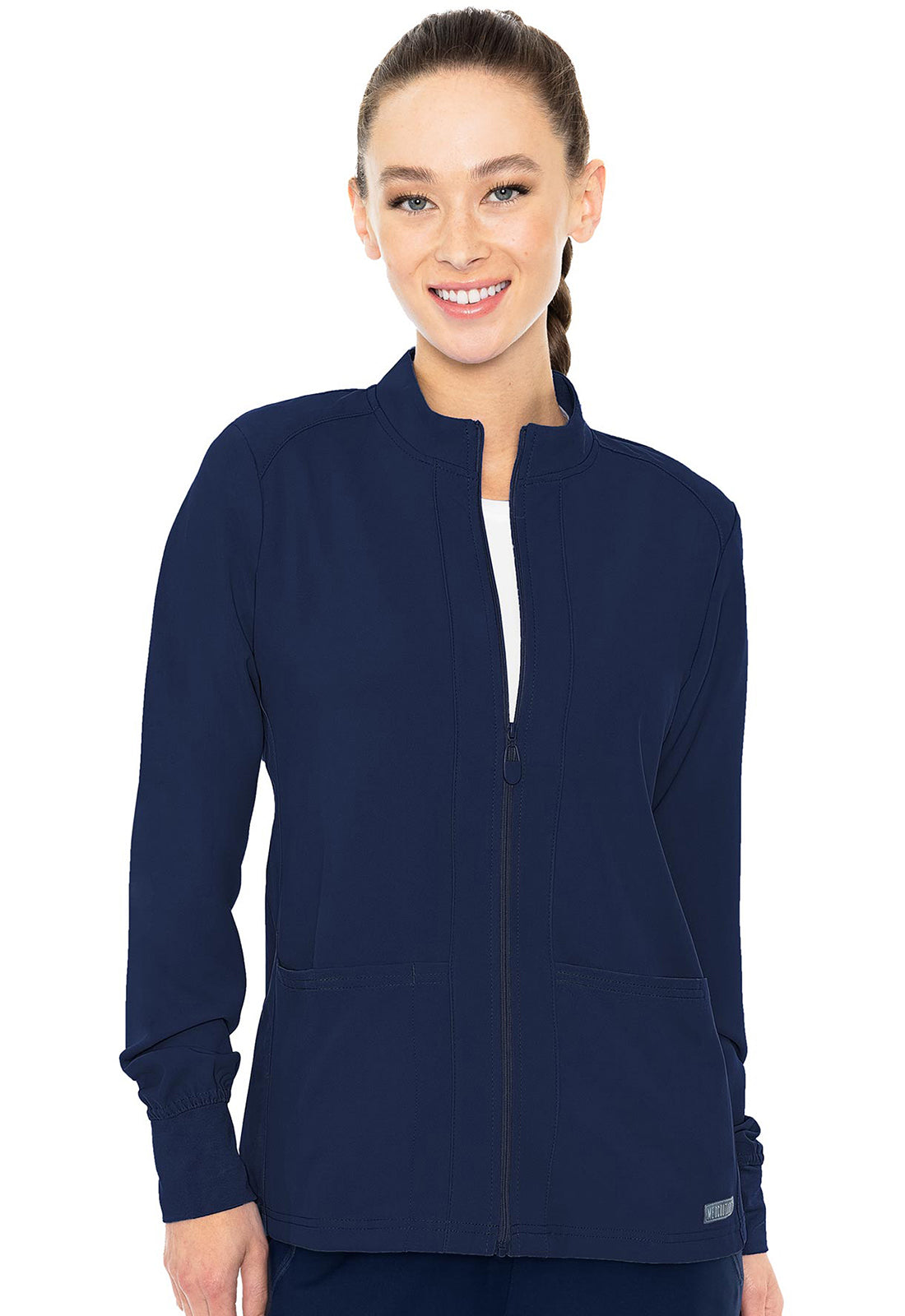 Med Couture Zip Front Warm-Up Jacket With Shoulder Yokes