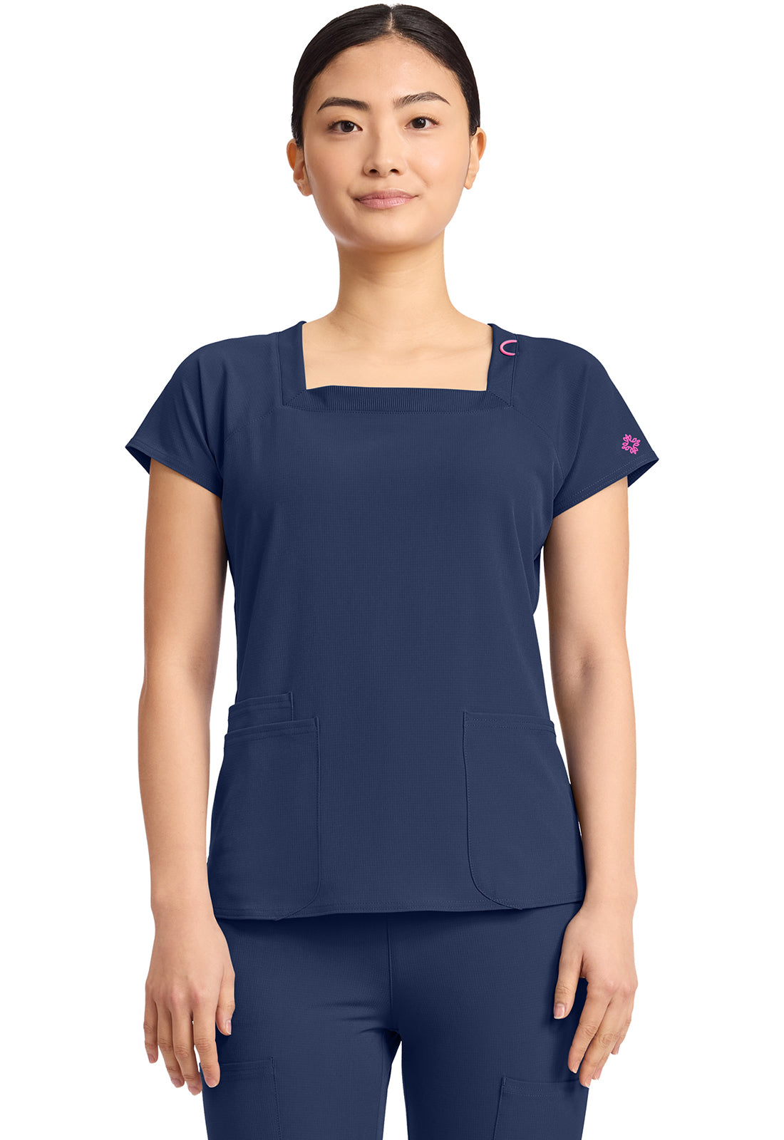 Med Couture Women's 3-Pocket Square Neck Top