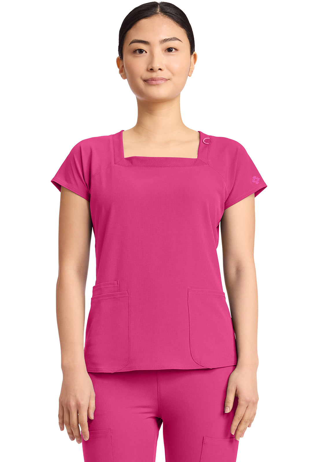 Med Couture Women's 3-Pocket Square Neck Top