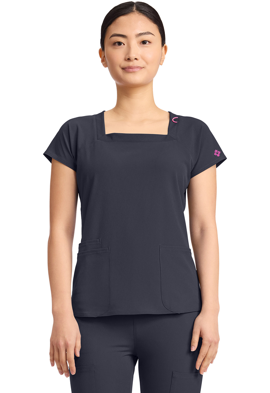 Med Couture Women's 3-Pocket Square Neck Top