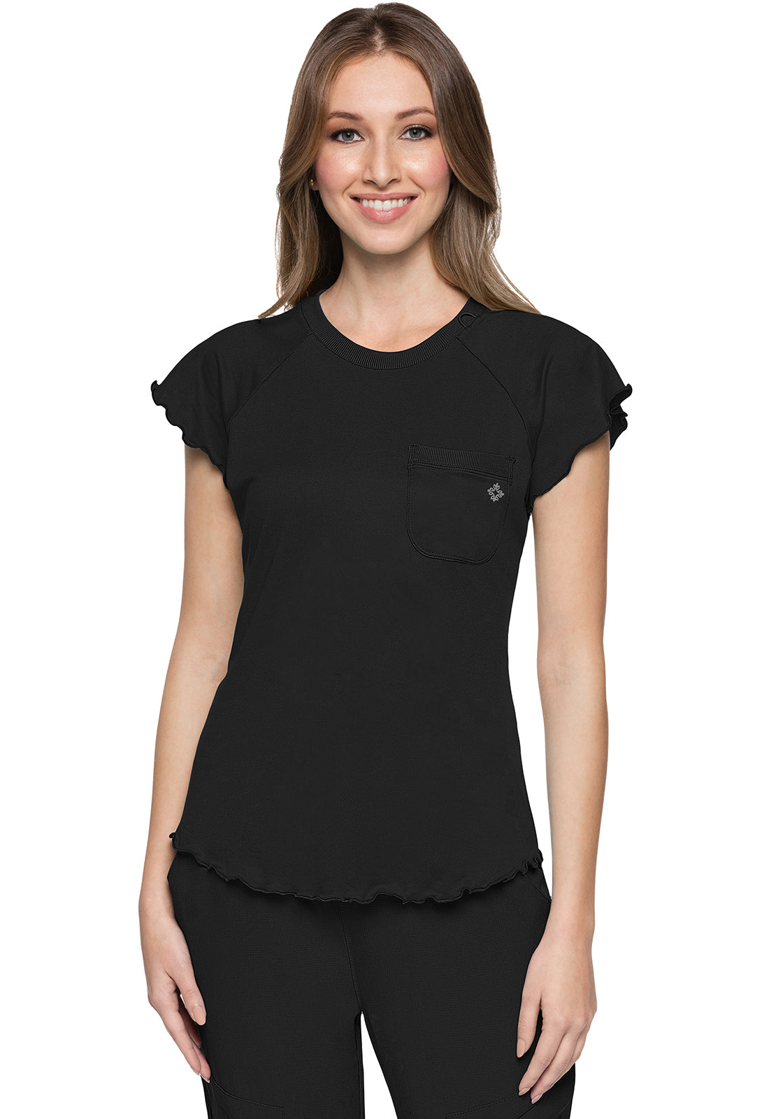 Med Couture Knit Lettuce-Edged Top