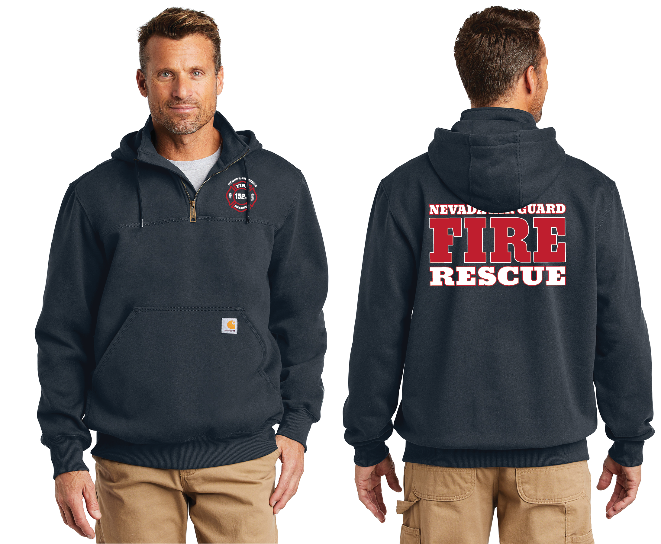 Nevada Air Guard Fire & Rescue Carhartt Rain Defender 1/4 Zip Hoodie