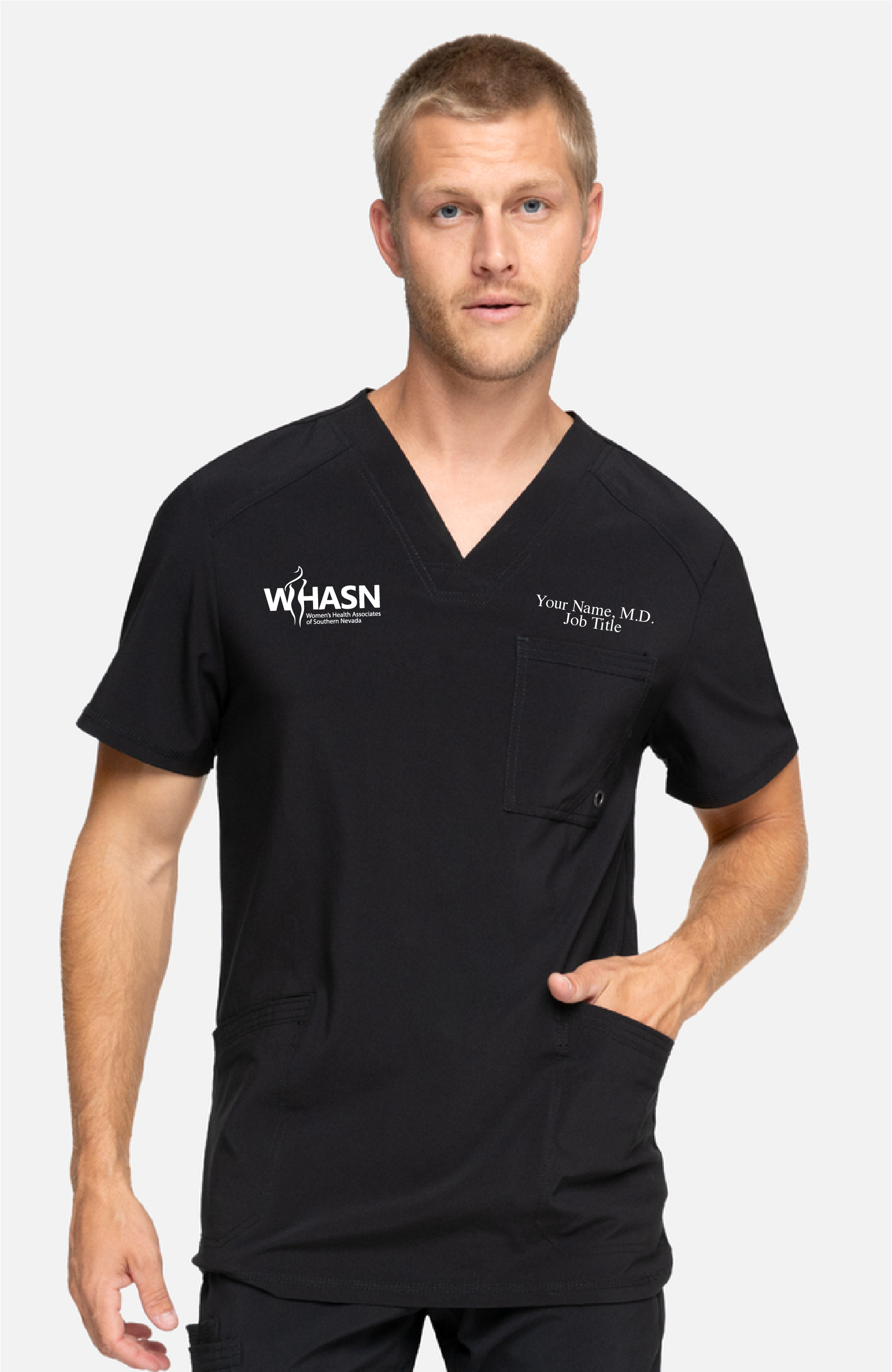 WHASN Men's Scrub Top - Main Image