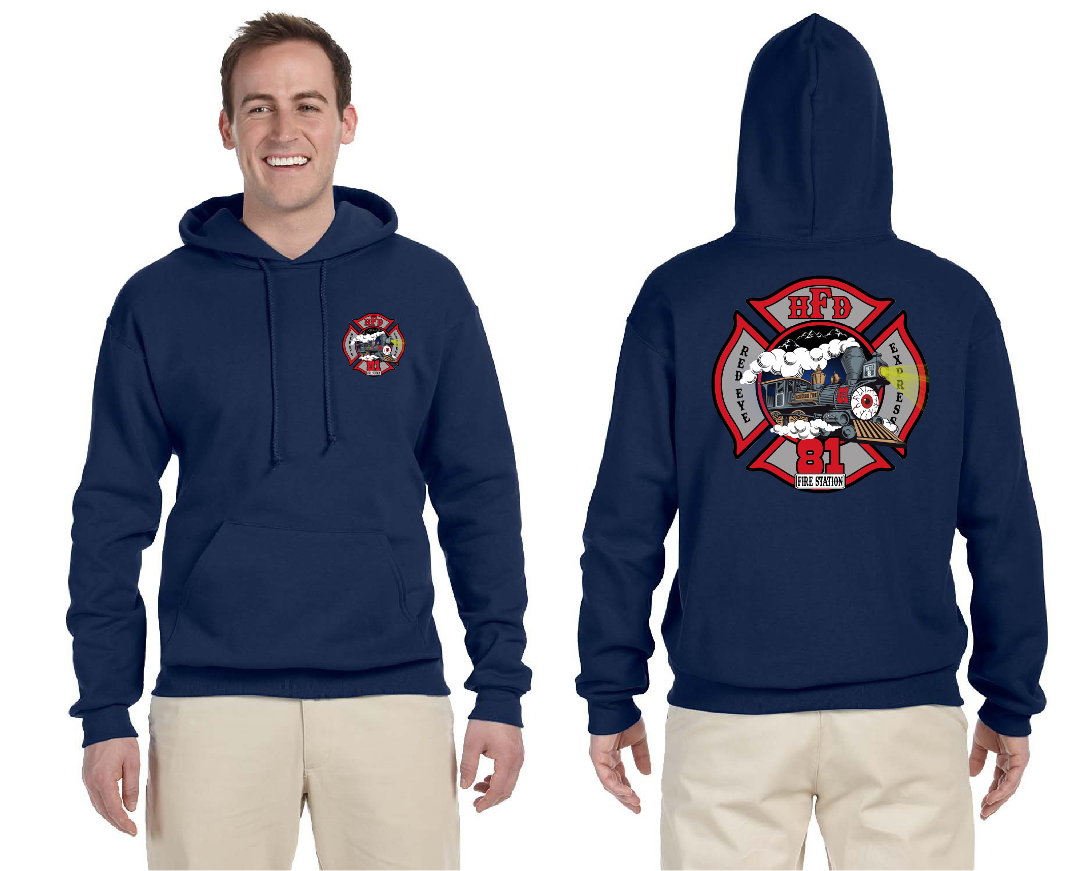 HFD Station 81 "Red Eye Express" Hooded Sweatshirts