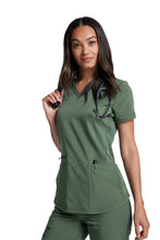 Load image into Gallery viewer, Women&#39;s Balance V-Neck Scrub Top with Zip Pocket