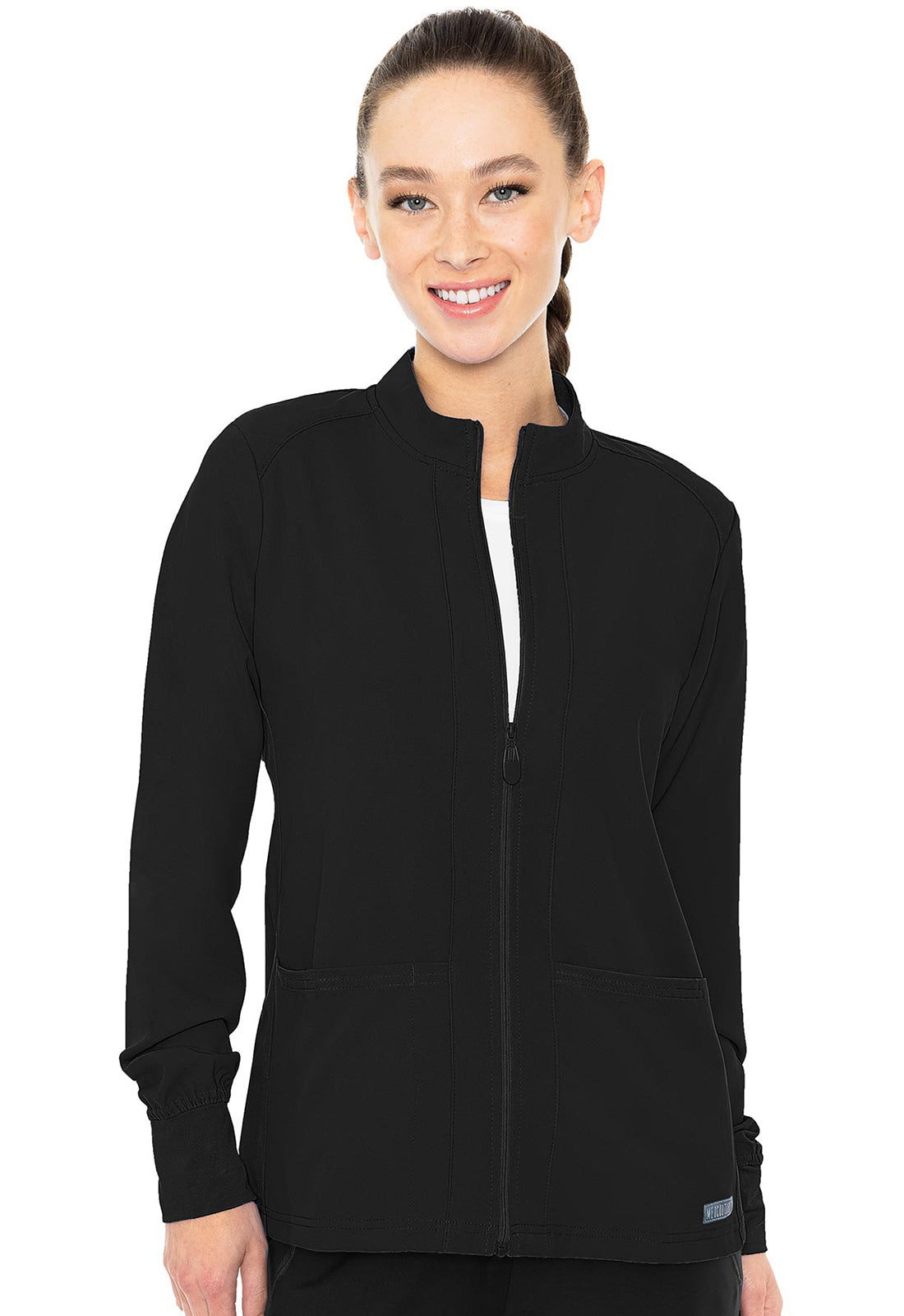 Med Couture Zip Front Warm-Up Jacket With Shoulder Yokes
