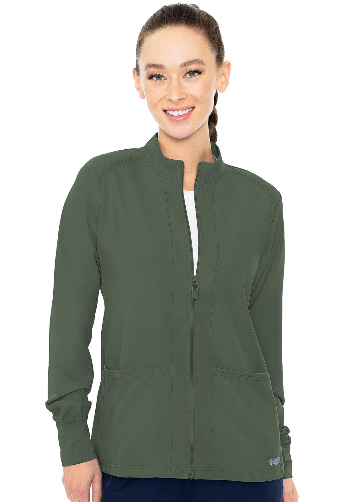 Med Couture Zip Front Warm-Up Jacket With Shoulder Yokes