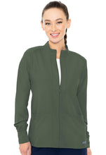 Load image into Gallery viewer, Med Couture Zip Front Warm-Up Jacket With Shoulder Yokes