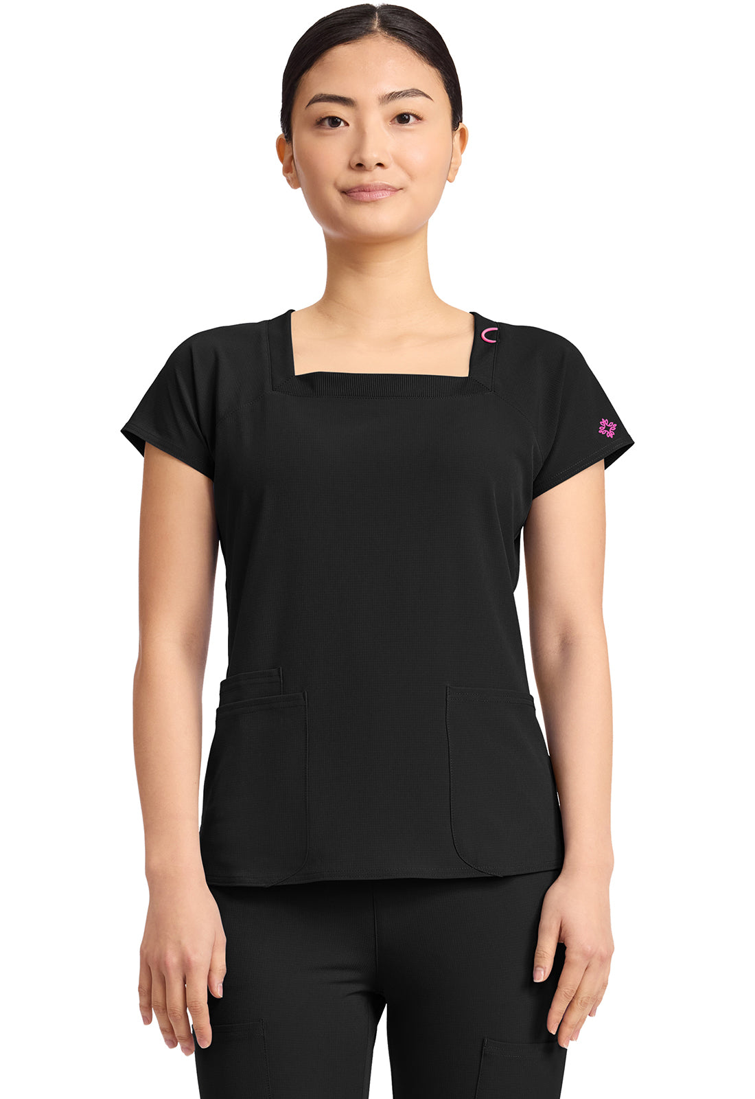 Med Couture Women's 3-Pocket Square Neck Top