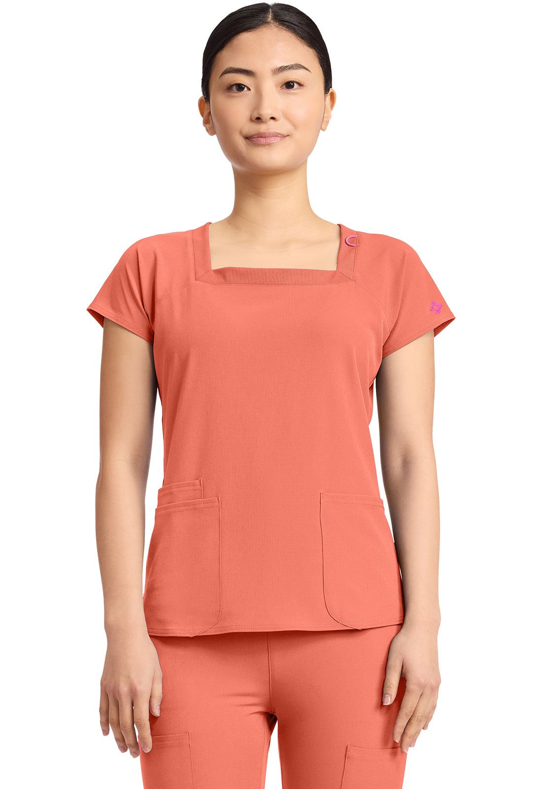 Med Couture Women's 3-Pocket Square Neck Top