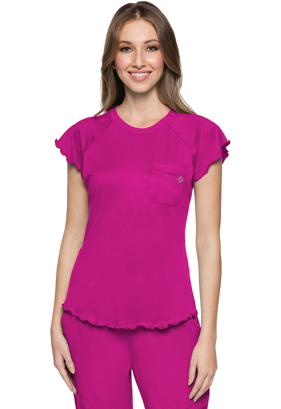 Med Couture Knit Lettuce-Edged Top