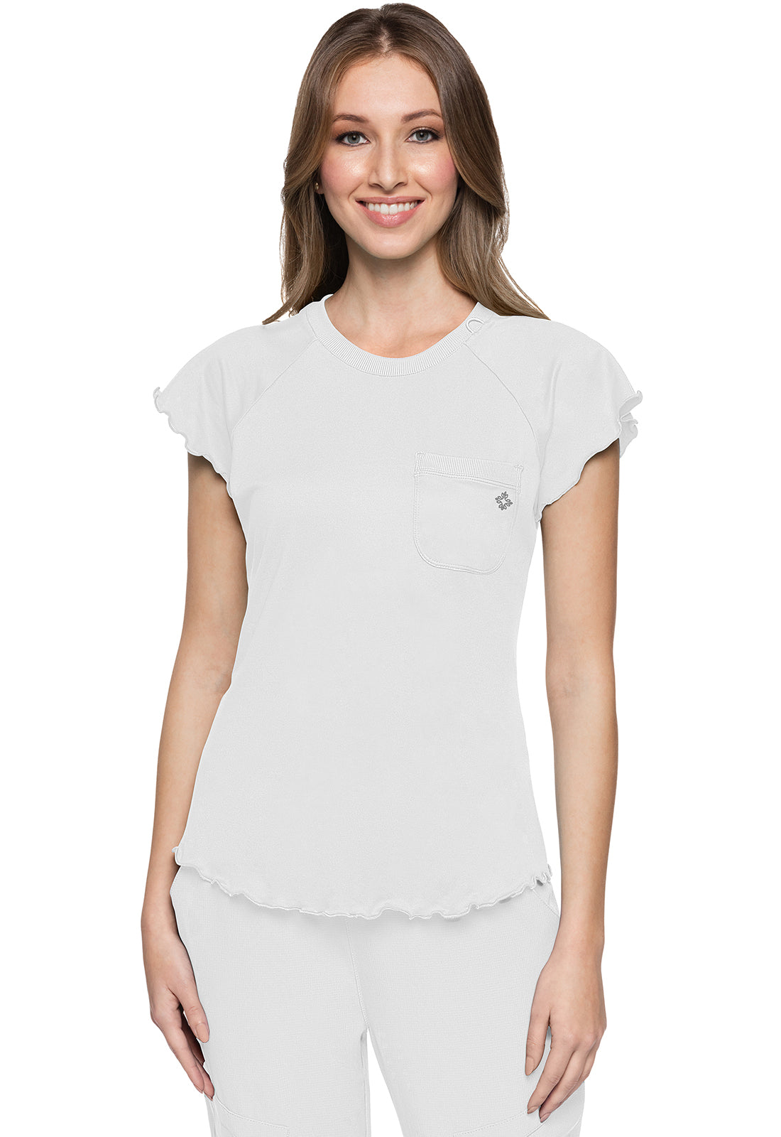 Med Couture Knit Lettuce-Edged Top