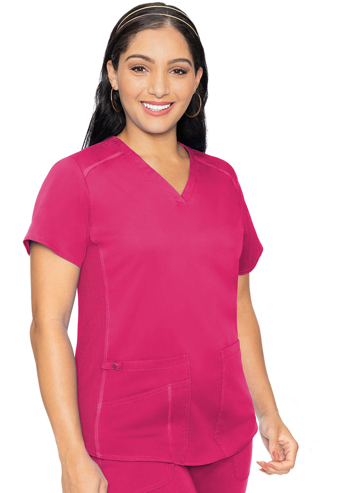 Med Couture MC Touch V-Neck Shirttail Top in Pink Punch