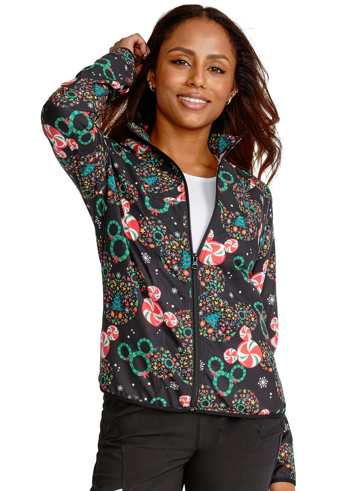 Packable Print Jacket in Holiday Heads