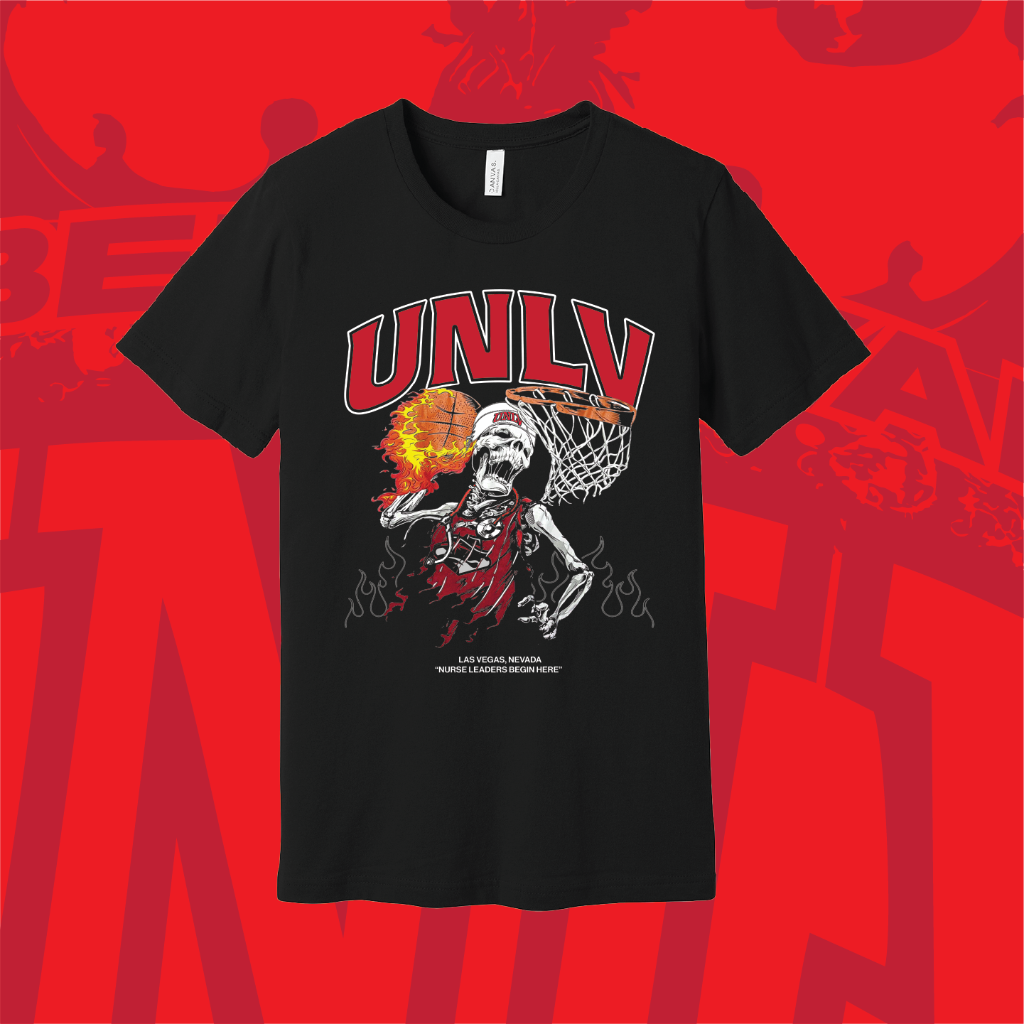 UNLV Graphic Tee - Basketball Skeleton Nurse